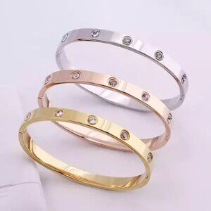 18K Gold-Plated Love Friendship Bracelets Trendy Stainless Steel Bangle Jewelry